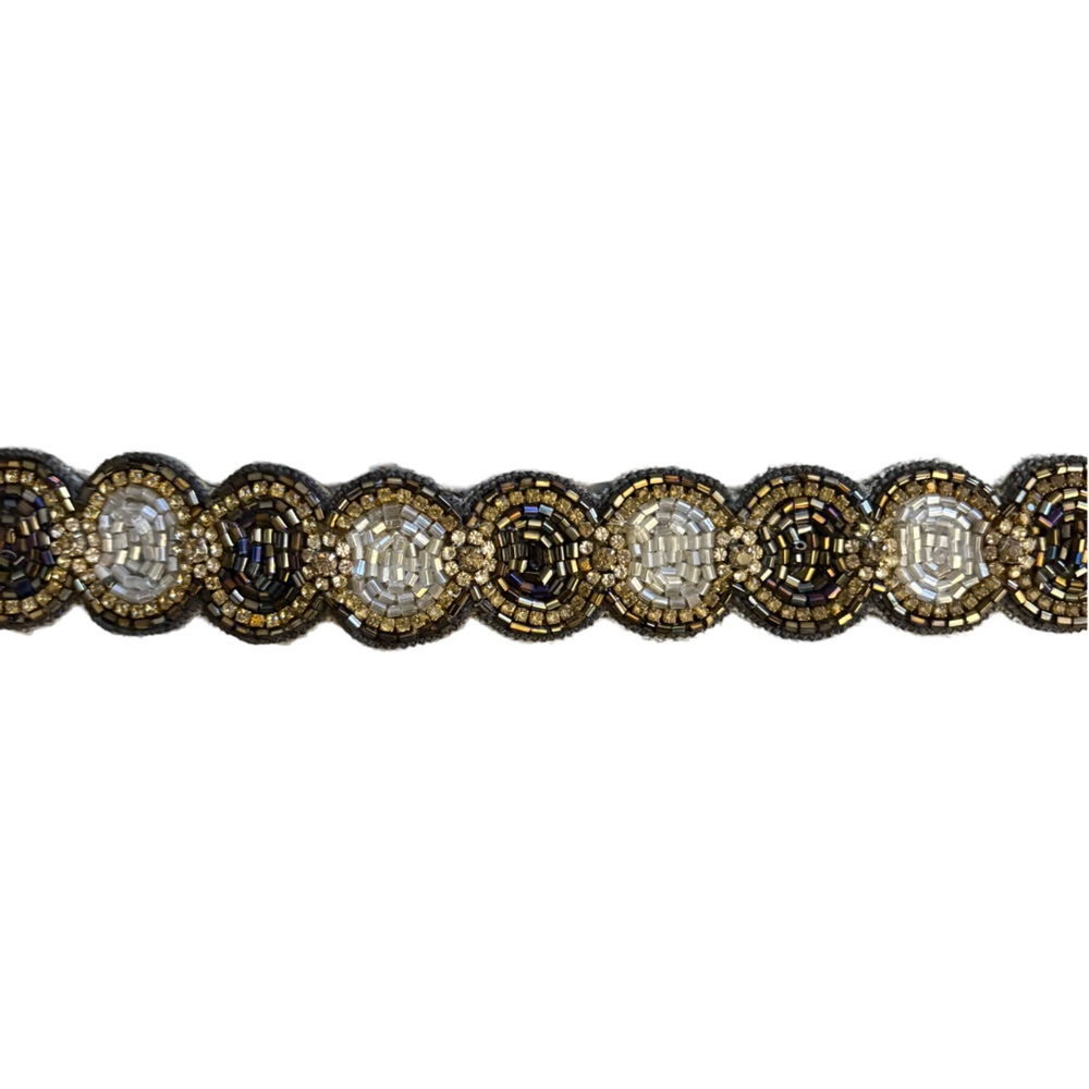 ANTHROPOLOGIE Charcoal Grey Beaded Elastic Belt